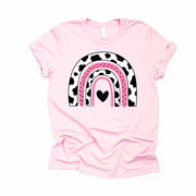 Rainbow Tee, Super Cute Cow Pattern Rainbow, Holstein Cow Rainbow Design, premium unisex shirt, 3 color choices, 3x tee, 4x tee, plus sizes