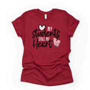 Valentine Teacher Tee, My Students Hold My Heart, Teacher Valentine Design, premium unisex shirt, 3 color choices, 3x teacher, 4x teacher