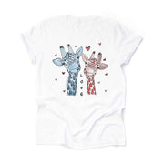 Valentine's Day, Cute Giraffe Couple in Love, Valentine Giraffes Design, premium unisex shirt, 3 color choices, 3X, 4X, plus sizes available