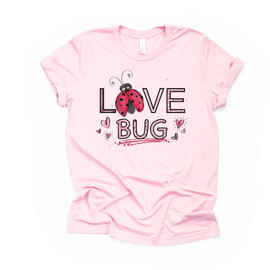 Valentine's Day, Cute Love Bug, Lady Bug Valentine Design, premium unisex shirt, 3 color choices, 3X, 4X, plus sizes available
