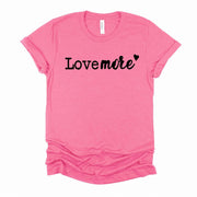 Valentine's Day, Simple LOVE More Design, Small Heart Design on premium unisex shirt, 4 color choices, 2X, 3X, 4X, plus sizes available