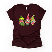 Watermelon Gnomes, Super Cute Trio of Watermelon Gnomes Design on premium unisex shirt, 3 color choices, 3x gnomes, 4x gnomes, watermelon
