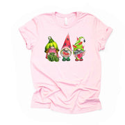 Watermelon Gnomes, Super Cute Trio of Watermelon Gnomes Design on premium unisex shirt, 3 color choices, 3x gnomes, 4x gnomes, watermelon