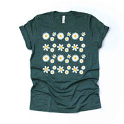 Daisies Tee, Super Cute Daisies, Perfect for Spring Daisy Tee, Daisies Design on premium unisex shirt, 3 color choices, plus sizes, 3X, 4X