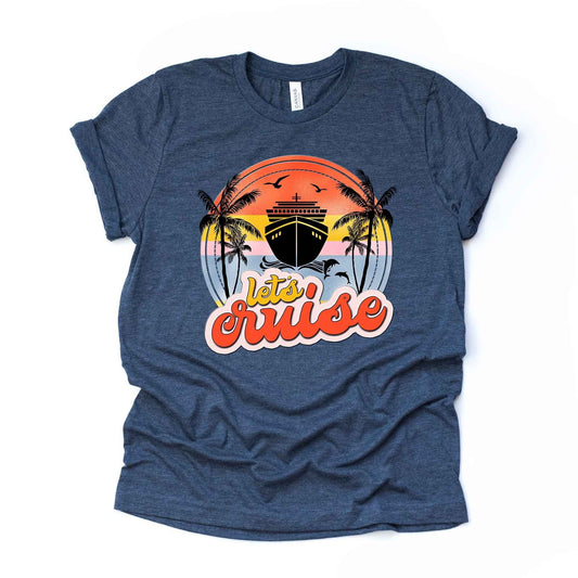 Cruise Shirt, Cute Let's Cruise Retro Style, Cruise Vacation Design on premium  unisex shirt, 3 color choices, plus sizes available