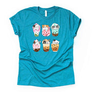 Bubble Tea Shirt, Super Cute Cat Bubble Tea, Cats and Bubble Tea Design on premium unisex shirt, 3 color choices, plus sizes, 3X, 4X