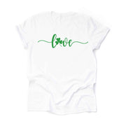 St Patrick's Day Tee, Simple St Patrick's LOVE with Clover Design, premium unisex tee, 3 color choices, 3x st patricks, 4x tee