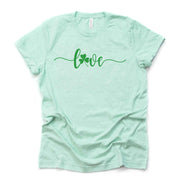 St Patrick's Day Tee, Simple St Patrick's LOVE with Clover Design, premium unisex tee, 3 color choices, 3x st patricks, 4x tee