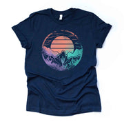 Desert Sunset Tee, Retro Look Desert Sunset, Distressed Sunset in Desert Design on premium unisex shirt, 3x desert sunset, 4x desert sunset