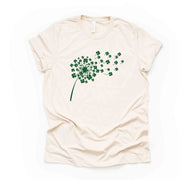 St Patrick's Day Tee, St Patrick Dandelion with Clover Wishes Design, premium unisex tee, 3 color choices, 3x st patrick, 4x st patrick