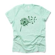 St Patrick's Day Tee, St Patrick Dandelion with Clover Wishes Design, premium unisex tee, 3 color choices, 3x st patrick, 4x st patrick