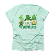 St Patrick's Day, Sheninigans With My Gnomies, St. Patrick Gnome Design, premium unisex tee, 3 color choices, 3x st patrick, 4x st patrick