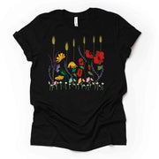 Wildflowers Design, Pretty Red and Yellow Wildflowers, Flowers Design, premium unisex shirt, 3 color choices, 3x wildflowers, 4x wildflowers