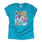 Spring Flowers, Beautiful Collage of Colorful Daisies, Daisy Design, premium unisex shirt, 3 color choices, 3x flowers, 4x flowers, spring