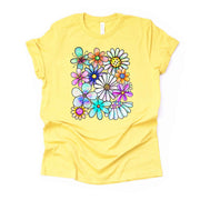 Spring Flowers, Beautiful Collage of Colorful Daisies, Daisy Design, premium unisex shirt, 3 color choices, 3x flowers, 4x flowers, spring