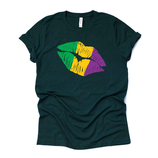 Mardi Gras Gnome Tee, Mardi Gras Lips Design on premium unisex shirt, 3 color choices, 3x Mardi Gras, 4x Mardi Gras