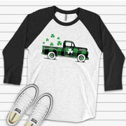 St. Patrick's Day Raglan, St. Patrick's Day Old Green and Black Plaid Design on premium Raglan 3/4 sleeve shirt, plus size, 2X, 3X