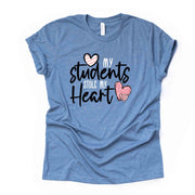 Valentine Teacher Tee, My Students Hold My Heart, Teacher Valentine Design, premium unisex shirt, 3 color choices, 3x teacher, 4x teacher