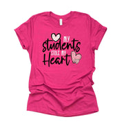 Valentine Teacher Tee, My Students Hold My Heart, Teacher Valentine Design, premium unisex shirt, 3 color choices, 3x teacher, 4x teacher