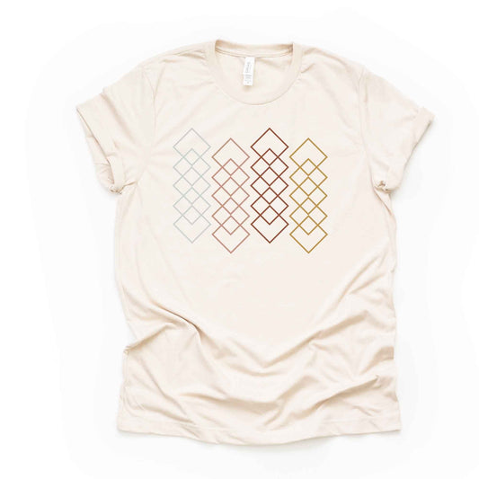 Boho Design, Simple Diamond Pattern, Boho Diamond Pattern Design on premium unisex shirt, 3 color choices, 2X, 3X, 4X, plus sizes