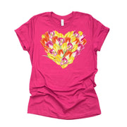 Spring Flowers Tee, Pretty Tulips in Heart Shape, Tulips Heart Design, premium unisex shirt, 3 color choices, 3x Tulips, 4x Tulips