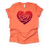 Spring Flowers, Super Pretty Ombre Rose in Heart Design, Rose Heart premium unisex shirt, 3 color choices, 3x Roses Tee, 4x Roses Tee