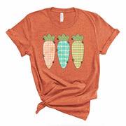 Super Cute Pastel Plaid Easter Carrots, Peach, Lime & Teal Carrots Design, premium unisex shirt, 3 color choices, 3x Easter, 4x Easter