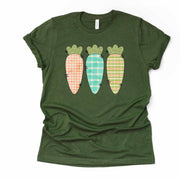 Super Cute Pastel Plaid Easter Carrots, Peach, Lime & Teal Carrots Design, premium unisex shirt, 3 color choices, 3x Easter, 4x Easter