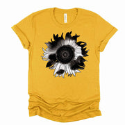 Sunflower Shirt, Super Cute Cow Sunflower, Cowhide SunflowerDesign on premium unisex shirt, 3 color choices, 3x sunflower, 4x sunflower