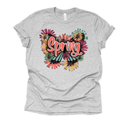 Spring Tee, Super Cute Spring Flowers, Flower Butterfly Design, premium unisex shirt, 3 color choices, 3x flowers, 4x flowers, plus sizes