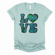 Earth Day, LOVE Earth, Earth Day April 22nd, Mother Earth Design, premium unisex shirt, 3 color choices, 3x Earth Day, 4x Earth Day