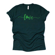 St Patrick's Day Tee, Simple St Patrick's LOVE with Clover Design, premium unisex tee, 3 color choices, 3x st patricks, 4x tee