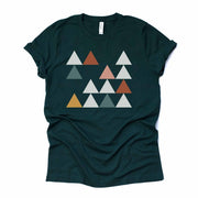Boho Triangles, Super Fun Triangle Designs, Rows of Triangles Design on premium unisex shirt, 3 color choices, plus sizes available