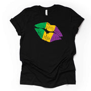 Mardi Gras Gnome Tee, Mardi Gras Lips Design on premium unisex shirt, 3 color choices, 3x Mardi Gras, 4x Mardi Gras