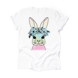 Easter Tee, Cute Watercolor Easter Bunny, Colorful Rabbit Design on premium unisex shirt, 4 color choices, 3x Easter, 4x Easter, plus sizes