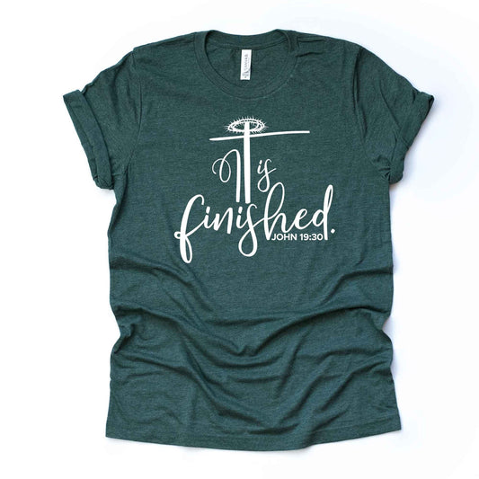 Christian Easter, It Is Finished, Cross and Crown of Thorns Design, premium unisex tee, 3 color choices, 3x Easter, 4x Easter, Plus Sizes