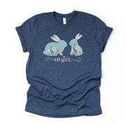 Easter Tee, Floral Bunny Rabbits, Easter Rabbit, EASTER Design, premium unisex shirt, 3 color choices, 3x Easter, 4x Easter, plus sizes