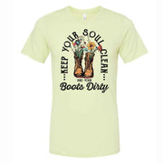Christian Tee, Keep Your Soul Clean and Boots Dirty, Christian Country premium unisex shirt, 3 color choices, 3x Christian, 4x Christian