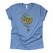 Christian Tee, Pretty Sunflower with Butterflies Faith, Faith Sunflower, premium unisex shirt, 3 color choices, 3x Christian, 4x Christian