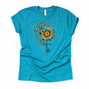 Christian Tee, Pretty Sunflower with Butterflies Faith, Faith Sunflower, premium unisex shirt, 3 color choices, 3x Christian, 4x Christian