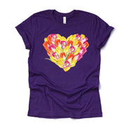 Spring Flowers Tee, Pretty Tulips in Heart Shape, Tulips Heart Design, premium unisex shirt, 3 color choices, 3x Tulips, 4x Tulips