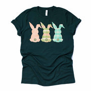 Super Cute Pastel Plaid Easter Bunnies, Peach, Lime & Teal Rabbits Design, premium unisex shirt, 3 color choices, 3x Easter, 4x Easter