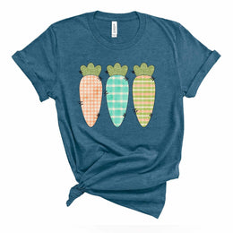 Super Cute Pastel Plaid Easter Carrots, Peach, Lime & Teal Carrots Design, premium unisex shirt, 3 color choices, 3x Easter, 4x Easter