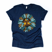 Sunflower Shirt, Plaid & Leopard Sunflower, Cute Bees on Sunflower Design, premium unisex shirt, 3 color choices, 3x sunflower, 4x sunflower