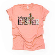 Christian Easter Tee, Pretty Happy Easter with Floral Cross Design, premium unisex shirt, 3 color choices, 3x Easter, 4x Easter