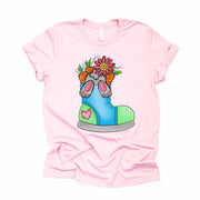 Cute Easter Bunny in Rainboot, Rainboot with Flowers & Rabbit Design, premium unisex shirt, 3 color choices, 3x Easter, 4x Easter, plus size