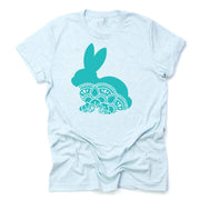 Easter Bunny Tee, Pretty Teal Bunny Mandala, Bunny Zentangle Design, premium unisex shirt, 3 color choices, 3x Easter, 4x Easter, plus size