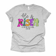 Easter Tee, He Is Risen, He Is Not There, Just Like He Said Design, premium unisex shirt, 3 color choices, 3x Easter, 4x Easter, plus sizes