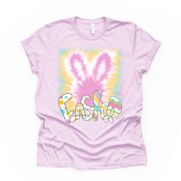 Easter Tee, Super Fun Tie Dye Easter Bunny, Tie Dye Rabbit Design on premium unisex shirt, 4 color choices, 3x Easter, 4x Easter, plus sizes