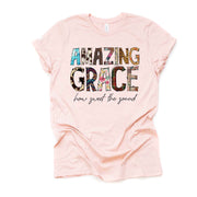 Christian Tee, Amazing Grace, How Sweet The Sound,  Western Prints Christian design on premium unisex shirt, 3 color choices, plus size